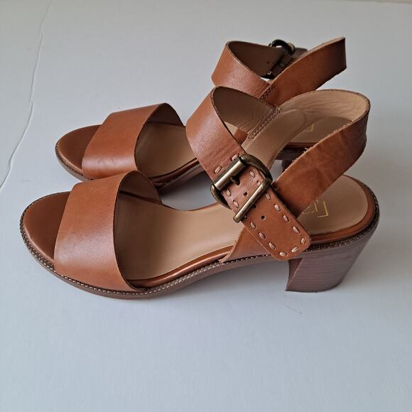 Franco Sarto Havana Leather Ankle Strap Block Heel Sandals Cognac Womens Siz 8.5 - Picture 7 of 11